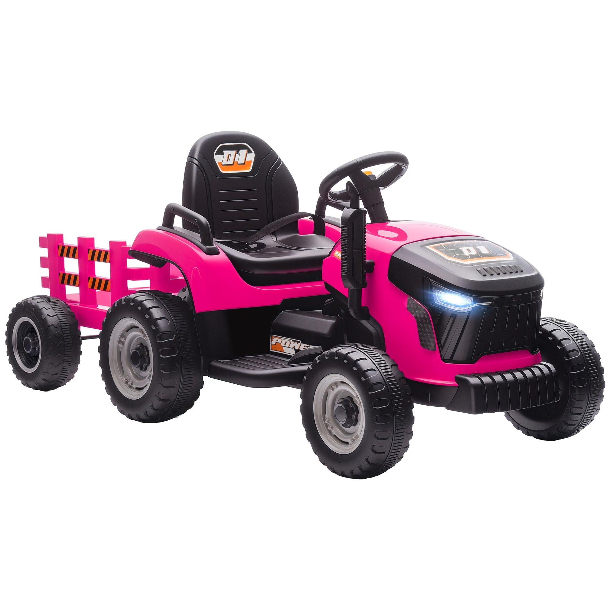 AIYAPLAY 12V Ride on Tractor and Trailer with Remote Control, Music, Shifter, Start-Up Sound, for Kids Ages 3-8 Years, Pink AIYAPLAY 12V Ride on Tractor and Trailer with Remote Control, Music, Shifter, Start-Up Sound, for Kids Ages 3-8 Years, Pink