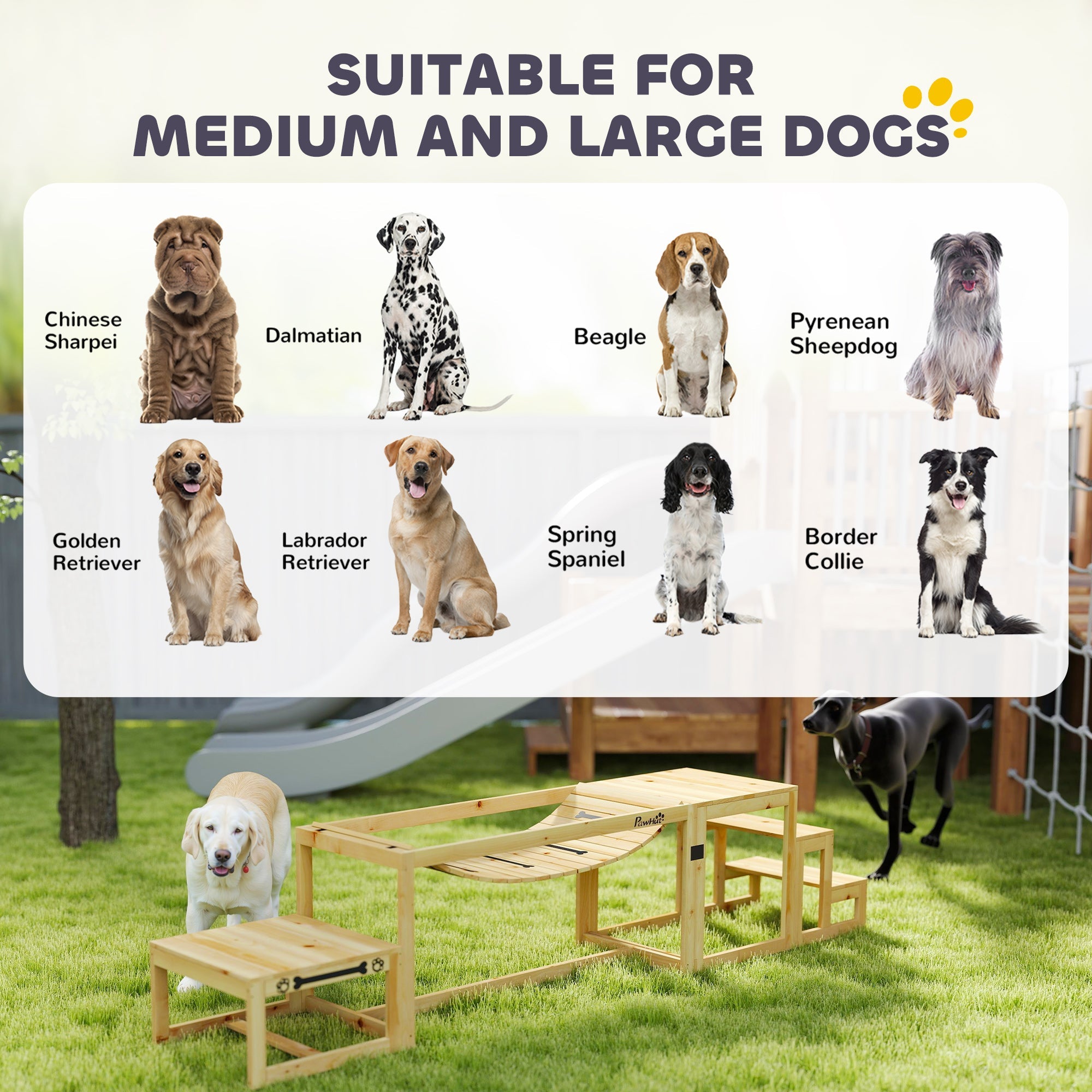 PawHut 3 Pieces Wooden Dog Agility Training Equipment with Soft Bridge, Pause Platform and Pet Stair for Outdoor, Natural Wood PawHut 3 Pieces Wooden Dog Agility Training Equipment with Soft Bridge, Pause Platform and Pet Stair for Outdoor, Natural Wood