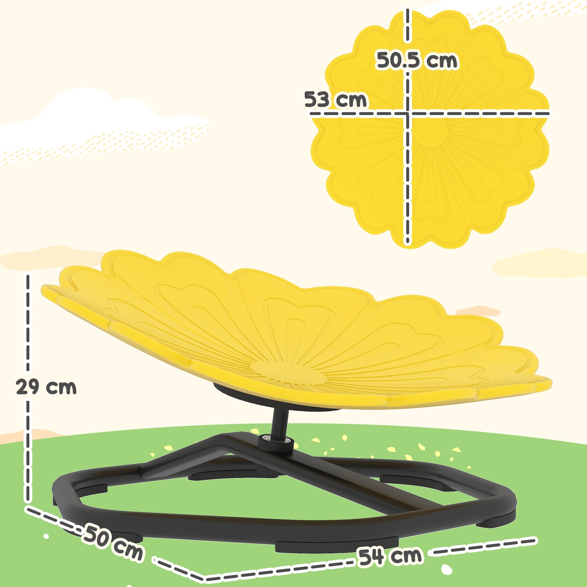 AIYAPLAY Flower-Shaped Sensory Spinning Chair with Non-Slip Base for Balance/Coordination, Yellow AIYAPLAY Flower-Shaped Sensory Spinning Chair with Non-Slip Base for Balance/Coordination, Yellow