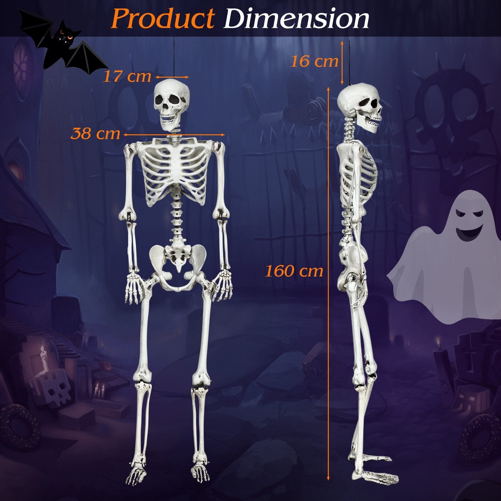 Halloween Life Size Full Body Skeleton Festival Skeleton Prop Decoration Halloween Life Size Full Body Skeleton Festival Skeleton Prop Decoration