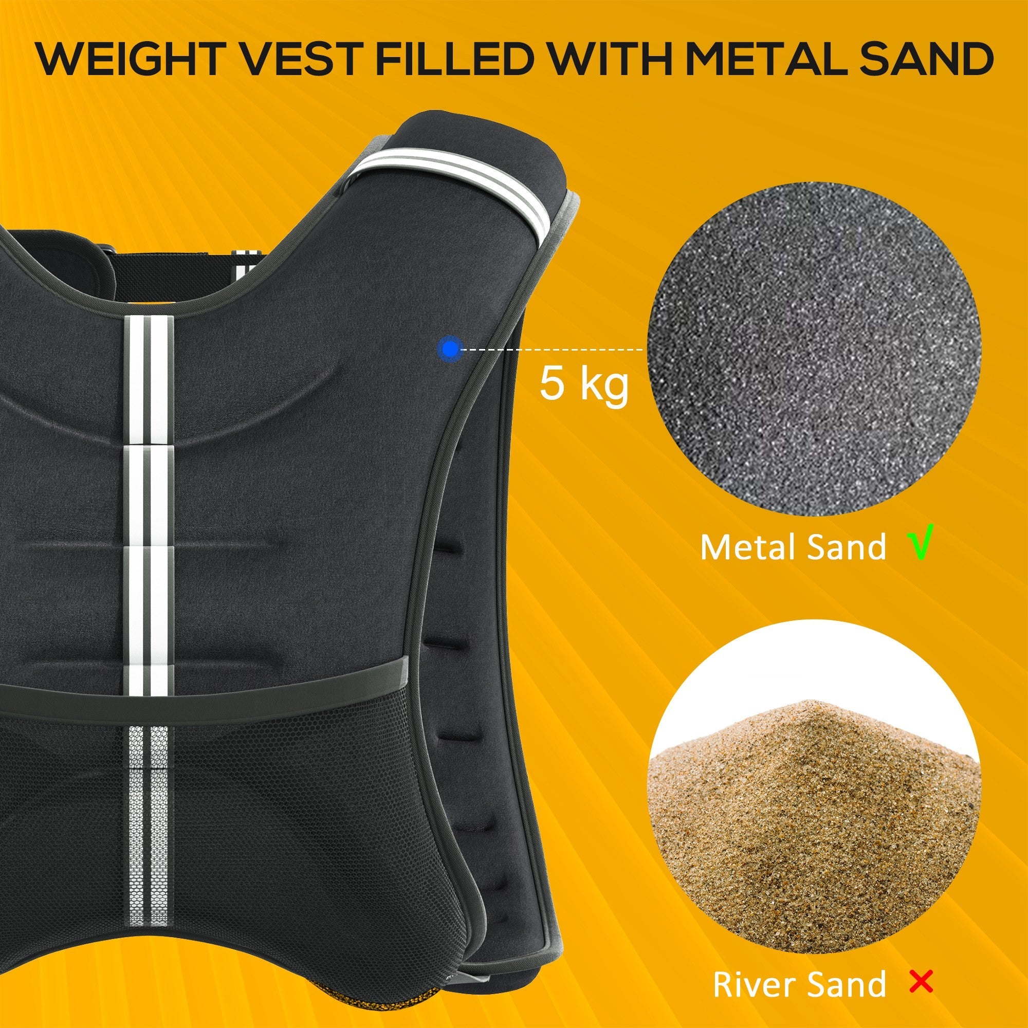 Elegant HOMCOM 5KG Weighted Vest, Running Weight Vest with Adjustable Straps, Convenient Pocket and Reflective Strips, for Men and Women Cardio Exercise Strength Training Workout Elegant HOMCOM 5KG Weighted Vest, Running Weight Vest with Adjustable Straps, Convenient Pocket and Reflective Strips, for Men and Women Cardio Exercise Strength Training Workout