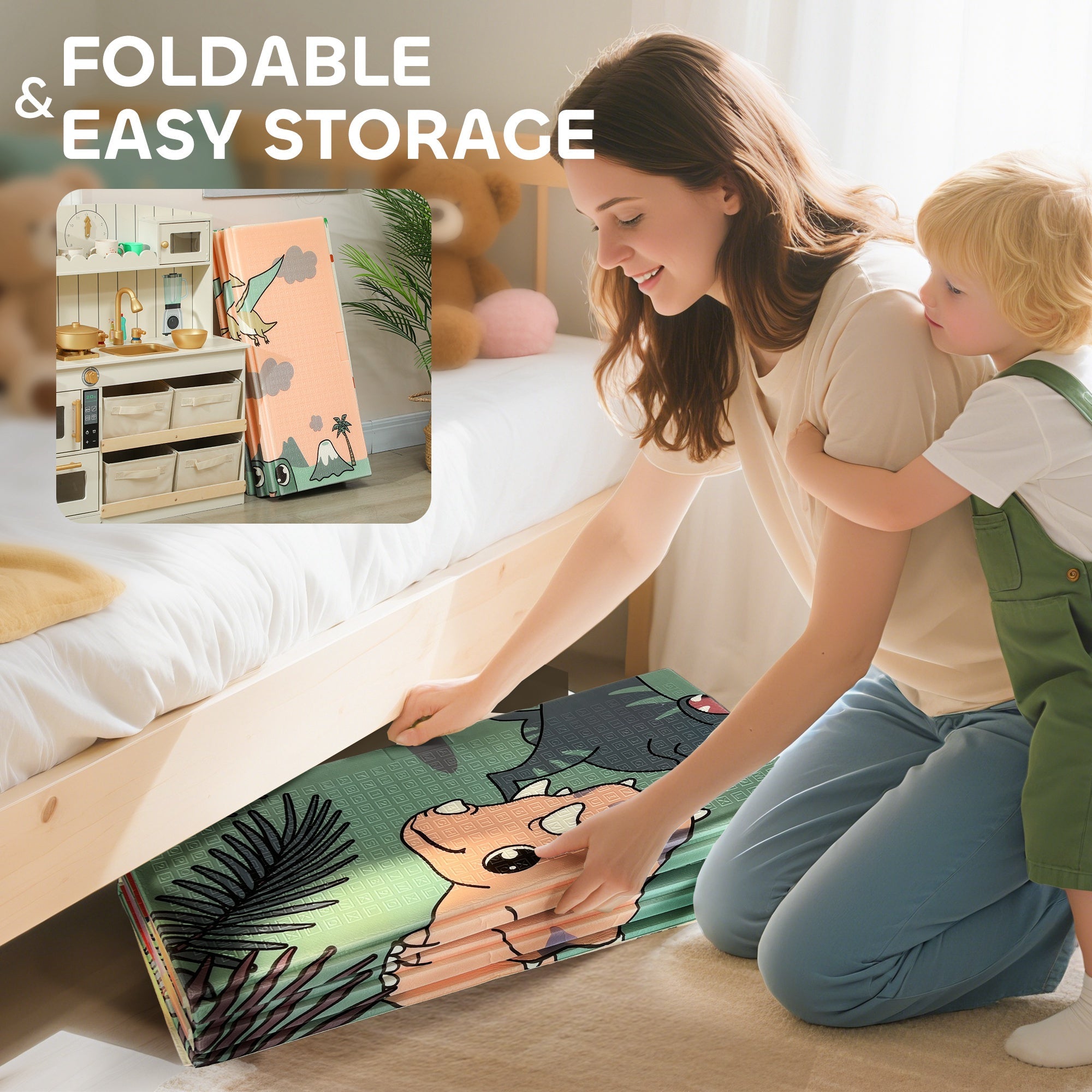 AIYAPLAY Baby Play Mat, Double Sideded Foldable Kids Crawling Mat, Reversible & Waterproof, Dinosaur AIYAPLAY Baby Play Mat, Double Sideded Foldable Kids Crawling Mat, Reversible & Waterproof, Dinosaur
