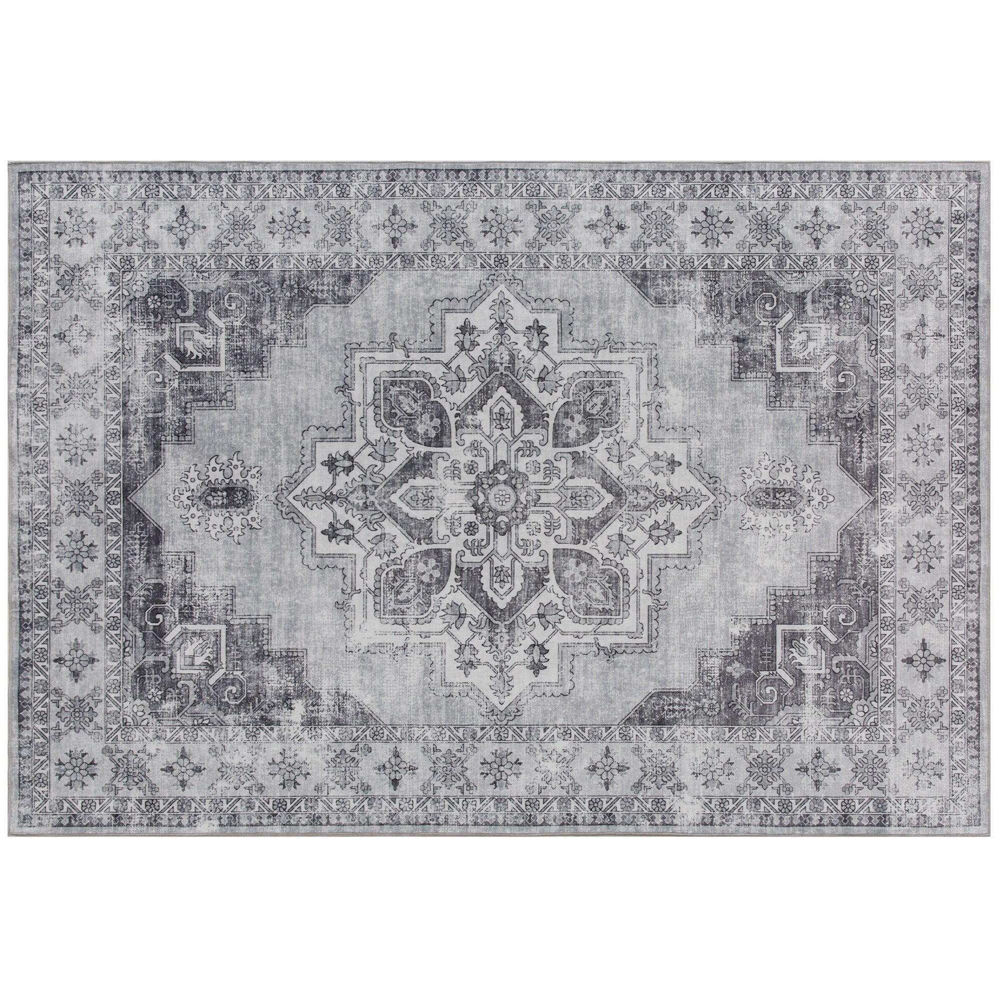 Elegant HOMCOM Vintage Area Rug, Non-Slip Washable Rug, Flannel Floor Carpet for Living Room, Bedroom, Dining Room, Home Office, 290 x 200 cm, in Sophisticated Grey Elegant HOMCOM Vintage Area Rug, Non-Slip Washable Rug, Flannel Floor Carpet for Living Room, Bedroom, Dining Room, Home Office, 290 x 200 cm, in Sophisticated Grey