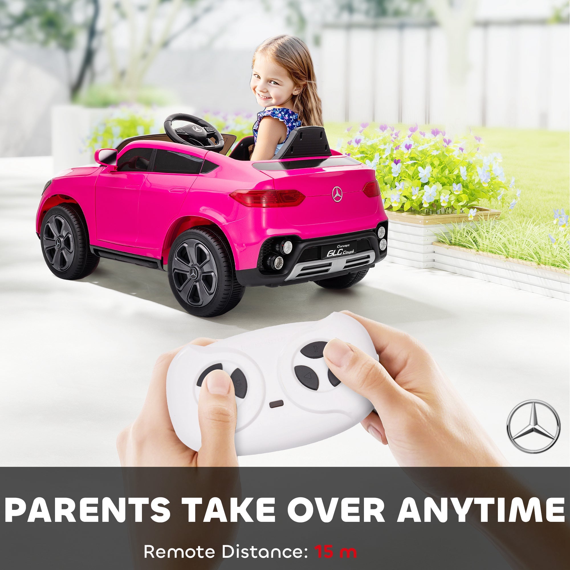 AIYAPLAY Mercedes-Benz GLC Licensed Kids Ride on Car with Remote Control, Soft Start, MP3, LED Headlights, Pink AIYAPLAY Mercedes-Benz GLC Licensed Kids Ride on Car with Remote Control, Soft Start, MP3, LED Headlights, Pink