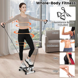 Mini Stepper for Workout Portable Hydraulic Stepper with Resistance Bands- Mini Stepper for Workout Portable Hydraulic Stepper with Resistance Bands-