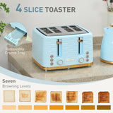 Elegant HOMCOM 3000W 1.7L Kettle & 4 Slice Toaster, Kettle and Toaster Set with 7 Browning Controls and Crumb Tray, Light Blue Elegant HOMCOM 3000W 1.7L Kettle & 4 Slice Toaster, Kettle and Toaster Set with 7 Browning Controls and Crumb Tray, Light Blue