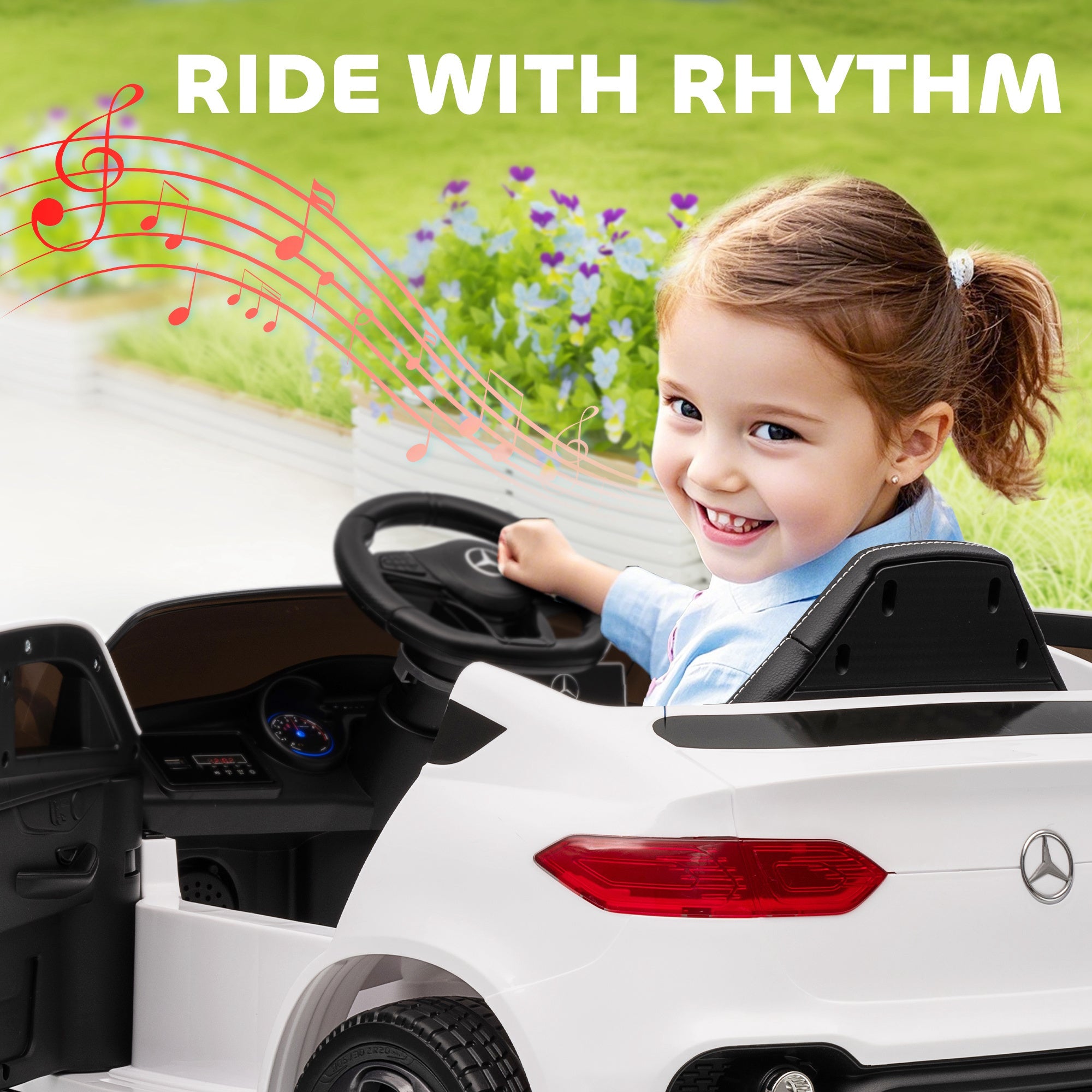AIYAPLAY Mercedes-Benz GLC Licensed Kids Ride on Car with Remote Control, Soft Start, MP3, LED Headlights, White AIYAPLAY Mercedes-Benz GLC Licensed Kids Ride on Car with Remote Control, Soft Start, MP3, LED Headlights, White