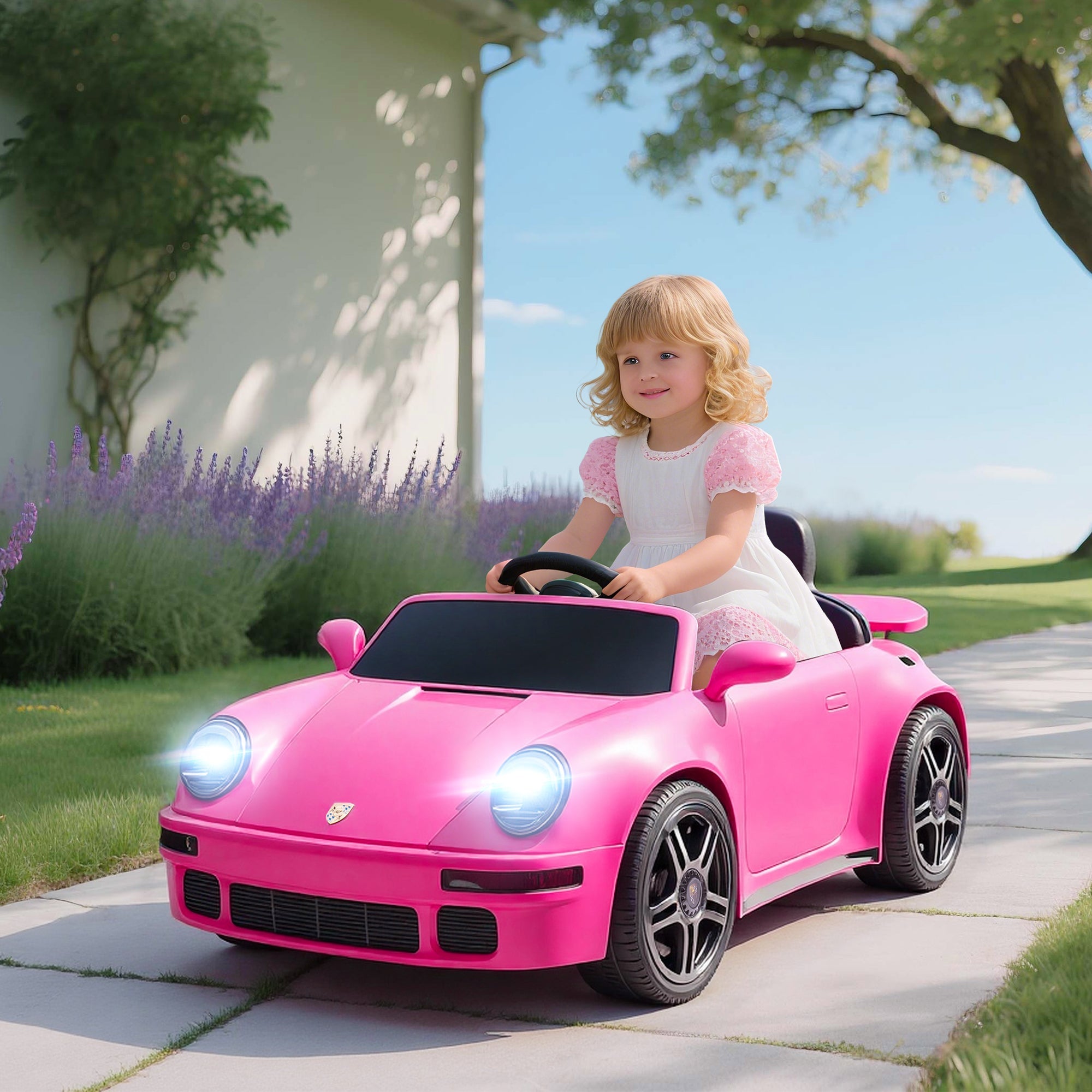 AIYAPLAY Licensed RUF CTR 2017 Electric Car for Kids, with Remote Control, Soft Start, MP3 Player, LED Lights, Pink AIYAPLAY Licensed RUF CTR 2017 Electric Car for Kids, with Remote Control, Soft Start, MP3 Player, LED Lights, Pink
