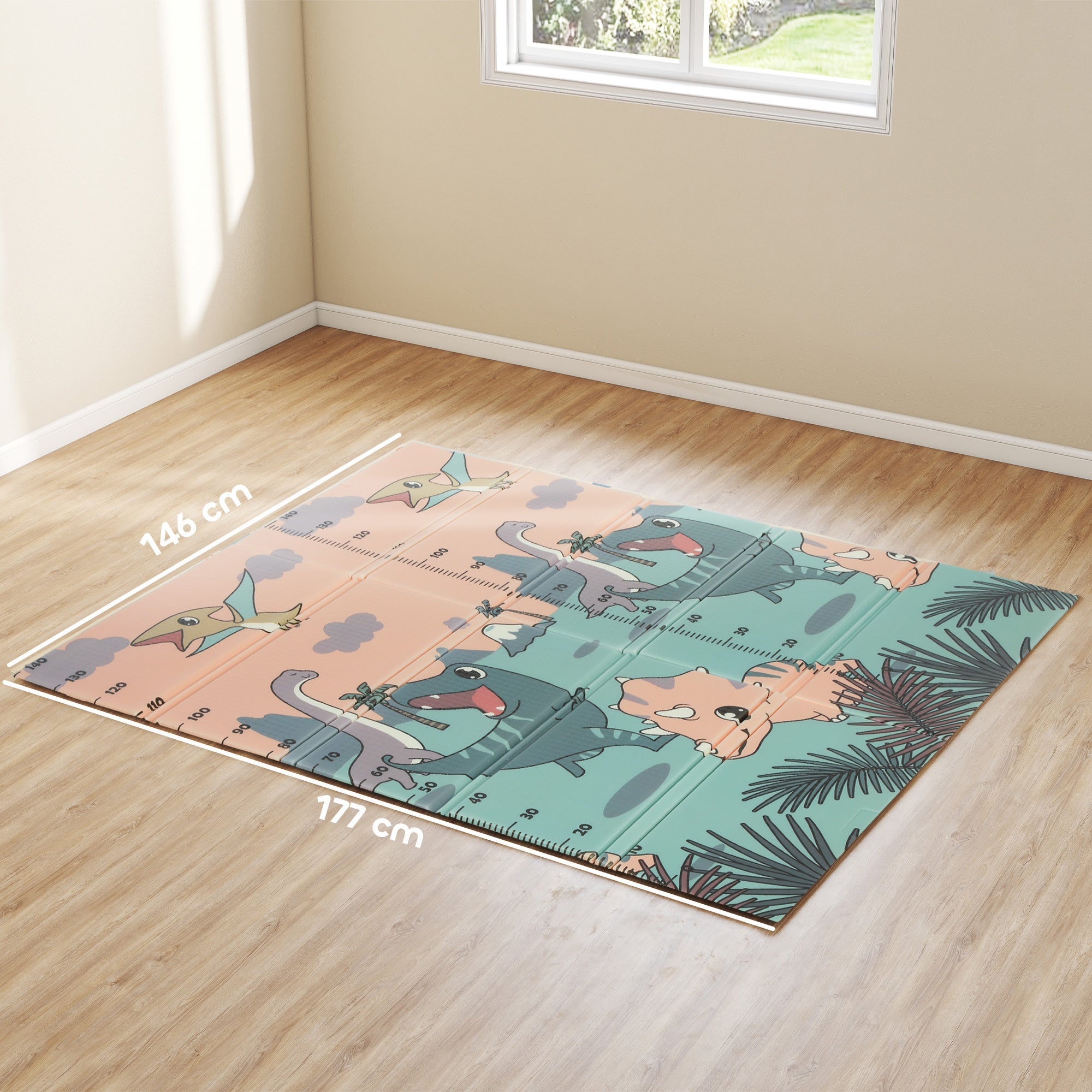 AIYAPLAY Dinosaur-Themed Baby Plat Mat Double Sided, Foldable, Water-Resistant for Outdoor/Indoor, 177 x 146 x 1.5cm AIYAPLAY Dinosaur-Themed Baby Plat Mat Double Sided, Foldable, Water-Resistant for Outdoor/Indoor, 177 x 146 x 1.5cm