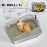 PawHut XL Stainless Steel Cat Litter Box with High Sides, Metal Scoop, 60 x 40 x 30 cm PawHut XL Stainless Steel Cat Litter Box with High Sides, Metal Scoop, 60 x 40 x 30 cm