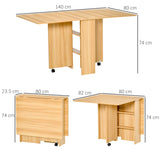 Elegant HOMCOM Folding Dining Table, Drop Leaf Table for Small Spaces, Foldable Rectangular Tabletop with Spacious Storage Shelves for Kitchen, Dining Room, Teak Elegant HOMCOM Folding Dining Table, Drop Leaf Table for Small Spaces, Foldable Rectangular Tabletop with Spacious Storage Shelves for Kitchen, Dining Room, Teak