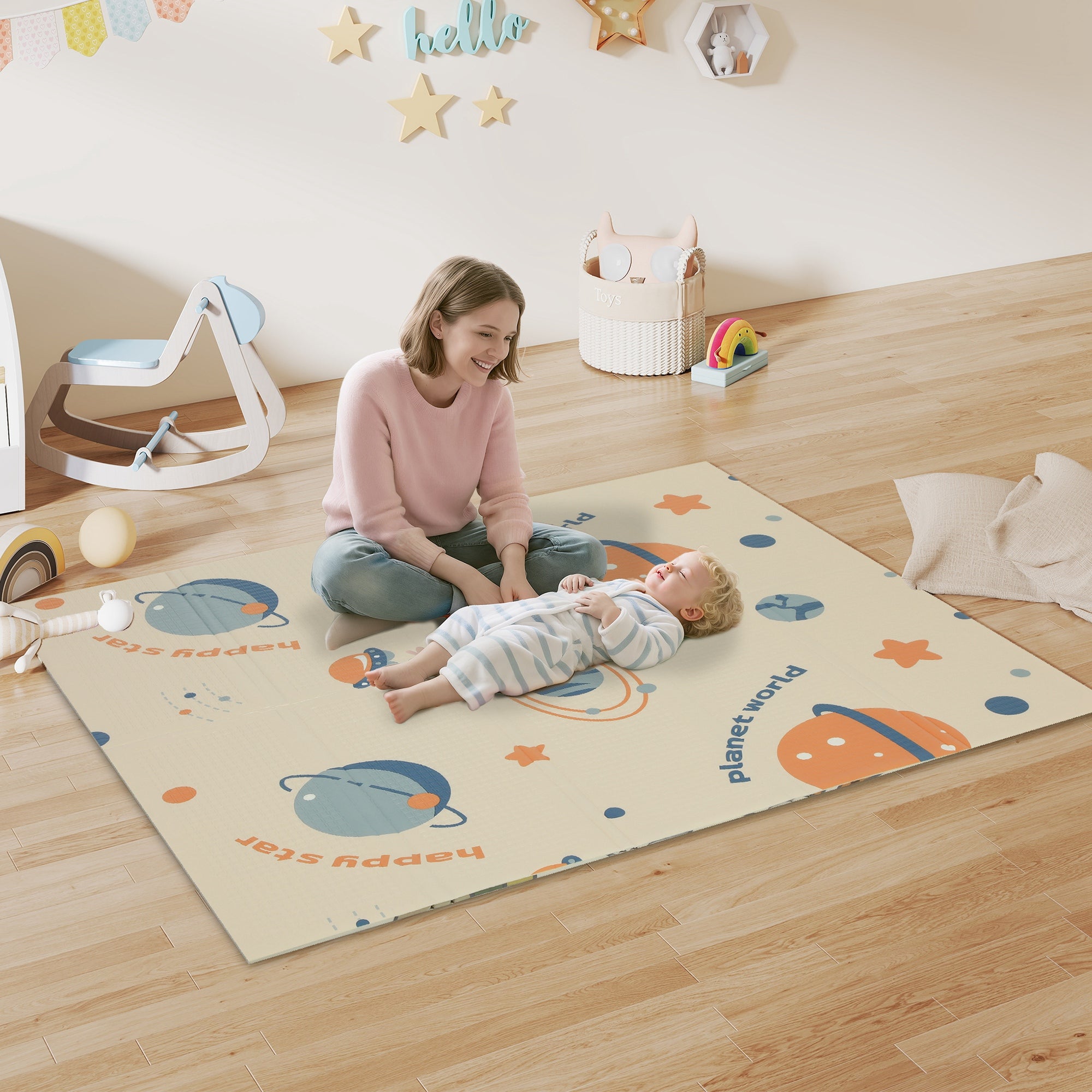 AIYAPLAY Space-Themed Baby Plat Mat Double Sided, Foldable, Water-Resistant for Outdoor/Indoor, 177 x 146 x 1.5cm AIYAPLAY Space-Themed Baby Plat Mat Double Sided, Foldable, Water-Resistant for Outdoor/Indoor, 177 x 146 x 1.5cm