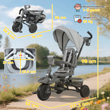 AIYAPLAY 6 in 1 Foldable Kids Trike with Adjustable Parent Handle & Canopy for Ages 1-5, in Sophisticated Grey AIYAPLAY 6 in 1 Foldable Kids Trike with Adjustable Parent Handle & Canopy for Ages 1-5, in Sophisticated Grey