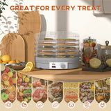 Elegant HOMCOM 5 Tier Food Dehydrator, 245W Food Dryer Machine with Adjustable Temperature Control for Drying Fruit, Meat, Vegetable, Jerky and Pet Treat, in Sophisticated Grey Elegant HOMCOM 5 Tier Food Dehydrator, 245W Food Dryer Machine with Adjustable Temperature Control for Drying Fruit, Meat, Vegetable, Jerky and Pet Treat, in Sophisticated Grey