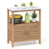 Outdoor Potting Modern Bench with Resin Tabletop and Spacious Storage Shelf Outdoor Potting Modern Bench with Resin Tabletop and Spacious Storage Shelf