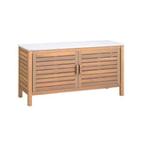 Patio Spacious Storage Cabinet 2-Door Acacia Wood Spacious Storage Container with Faux Marble Top Patio Spacious Storage Cabinet 2-Door Acacia Wood Spacious Storage Container with Faux Marble Top