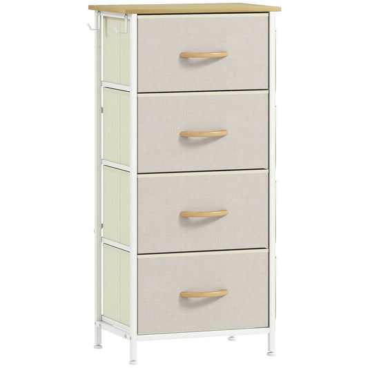 Elegant HOMCOM Chest of Four Fabric Drawers - Beige