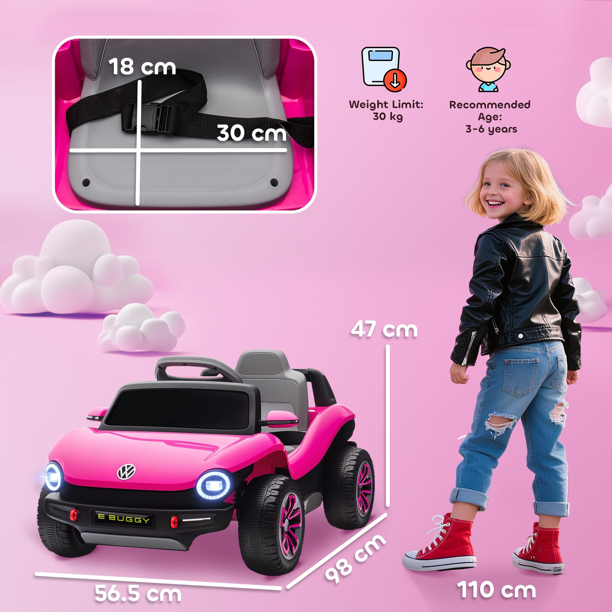 AIYAPLAY Volkswagen Licensed Kids Electric Car with Remote Control for Ages 3-6 Years, Pink AIYAPLAY Volkswagen Licensed Kids Electric Car with Remote Control for Ages 3-6 Years, Pink