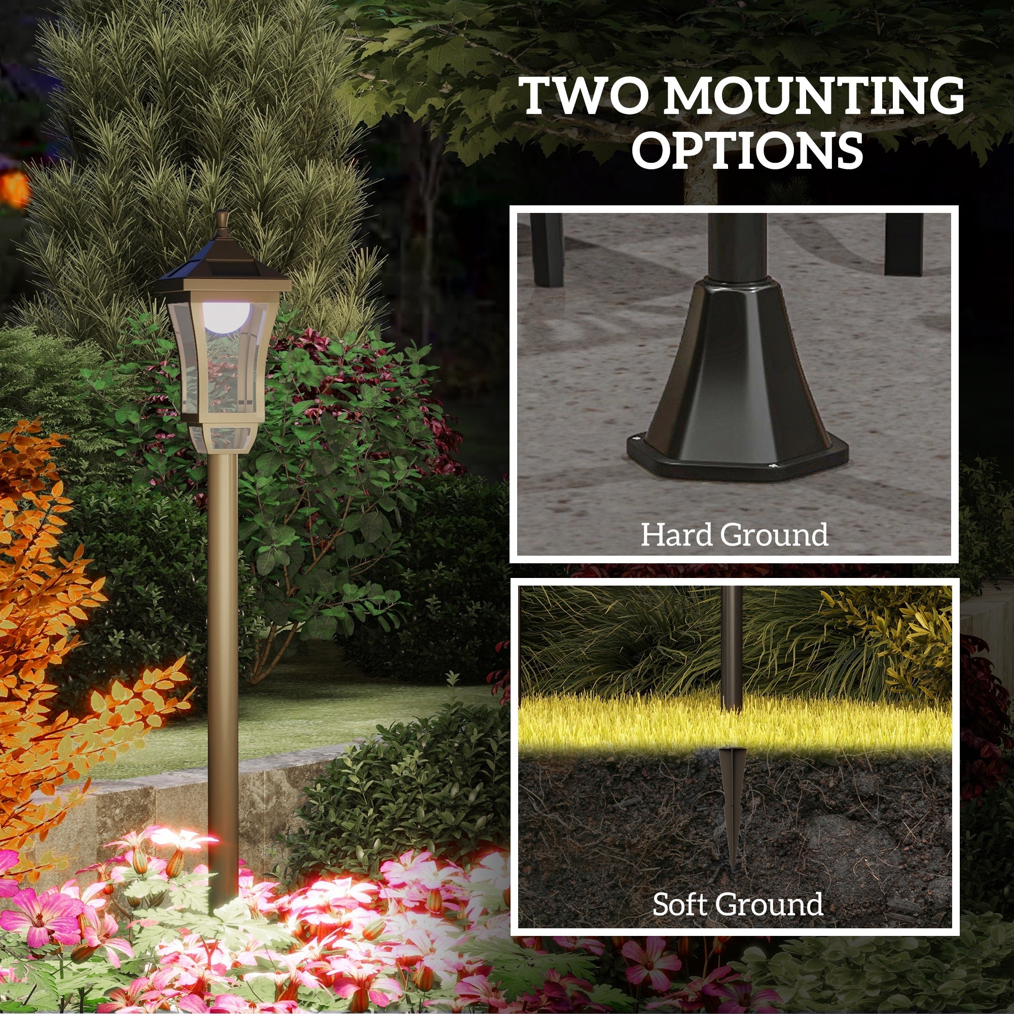 Outsunny 1.3 m Garden Lamp Post Light, LED Outdoor Solar Post Lights, Waterproof IP44 for Patio, Garden, Pathway, Cool White Outsunny 1.3 m Garden Lamp Post Light, LED Outdoor Solar Post Lights, Waterproof IP44 for Patio, Garden, Pathway, Cool White