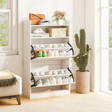 Shoe Spacious Storage Cabinet with 2 Flip Drawers and Open Spacious Storage- Shoe Spacious Storage Cabinet with 2 Flip Drawers and Open Spacious Storage-