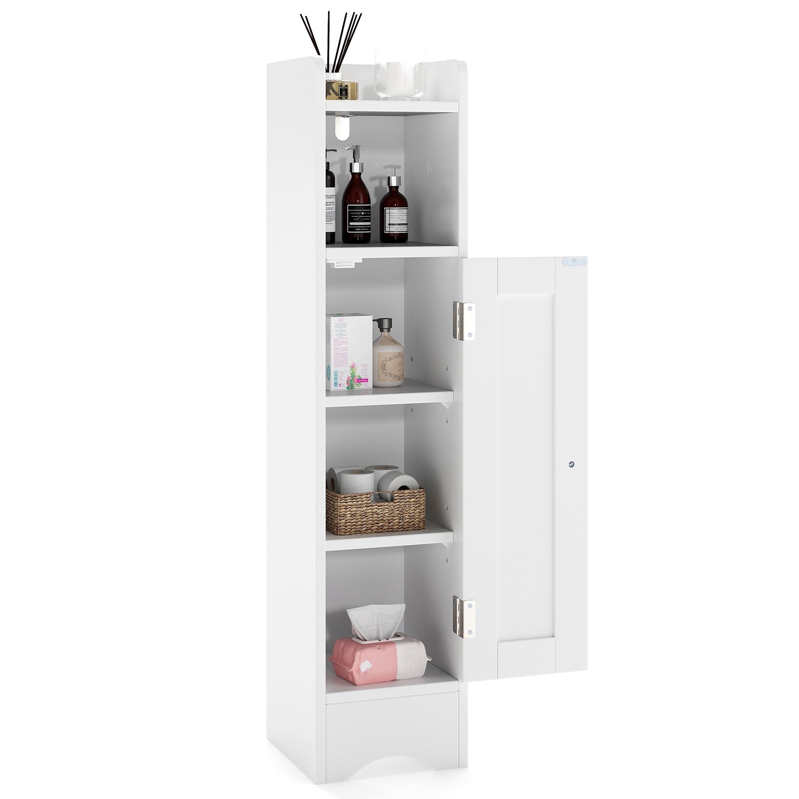 Small Bathroom Spacious Storage Cabinet with Door and Adjustable Shelves- Small Bathroom Spacious Storage Cabinet with Door and Adjustable Shelves-
