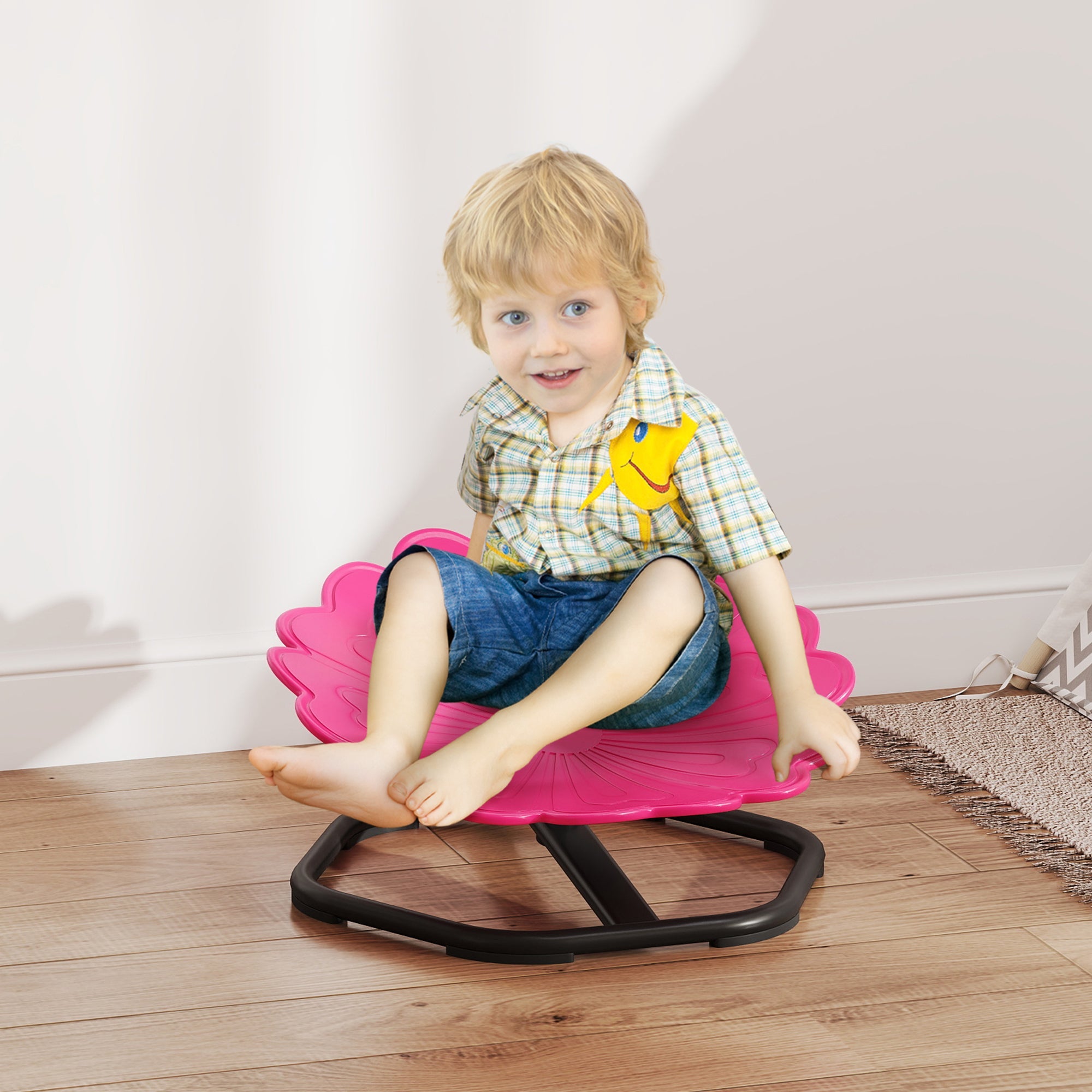 AIYAPLAY Flower-Shaped Sensory Spinning Chair with Non-Slip Base for Balance/Coordination, Pink AIYAPLAY Flower-Shaped Sensory Spinning Chair with Non-Slip Base for Balance/Coordination, Pink