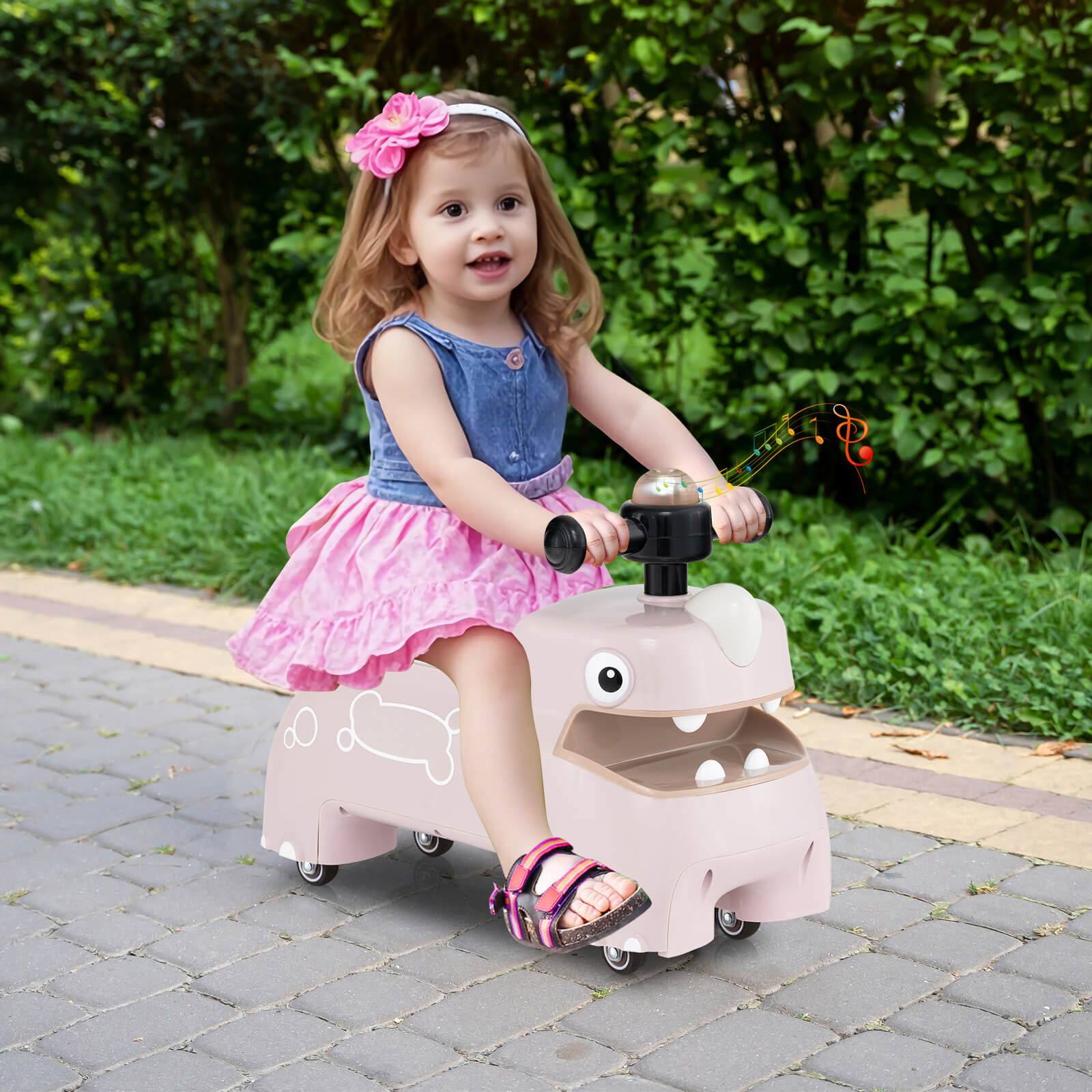 Toddler Ride on Toy with Under Seat Spacious Storage with Music and Lights-Green Toddler Ride on Toy with Under Seat Spacious Storage with Music and Lights-Green