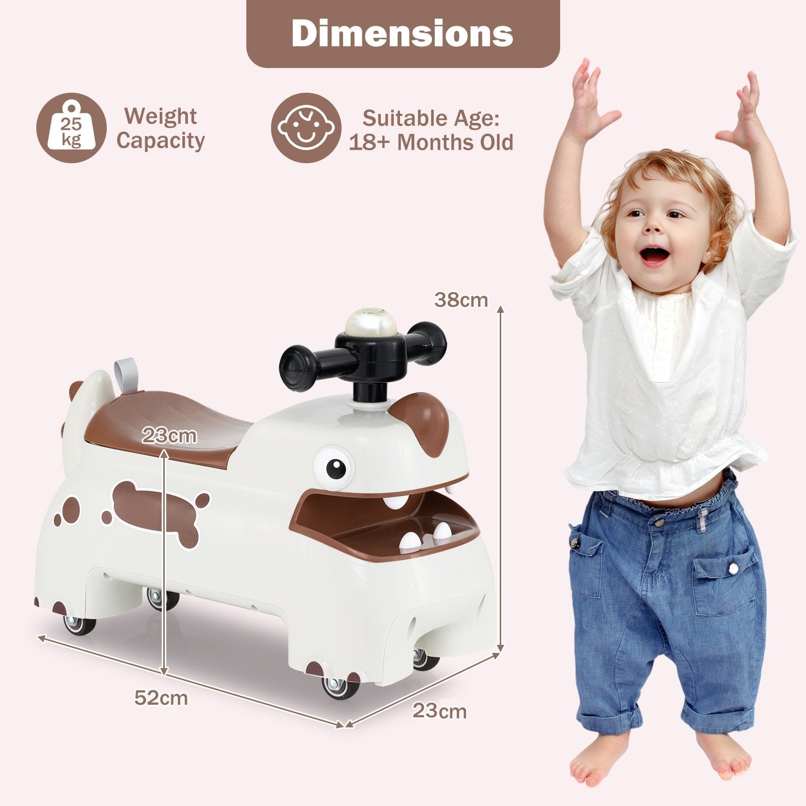 Toddler Ride on Toy with Under Seat Spacious Storage with Music and Lights-Green Toddler Ride on Toy with Under Seat Spacious Storage with Music and Lights-Green