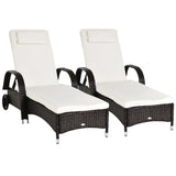 Outsunny 2PC Rattan Sun Lounger Recliner Bed Reclining Chair Patio Garden Outdoor Wicker Weave Adjustable Headrest with Fire Retardant Cushion – Brown Outsunny 2PC Rattan Sun Lounger Recliner Bed Reclining Chair Patio Garden Outdoor Wicker Weave Adjustable Headrest with Fire Retardant Cushion – Brown