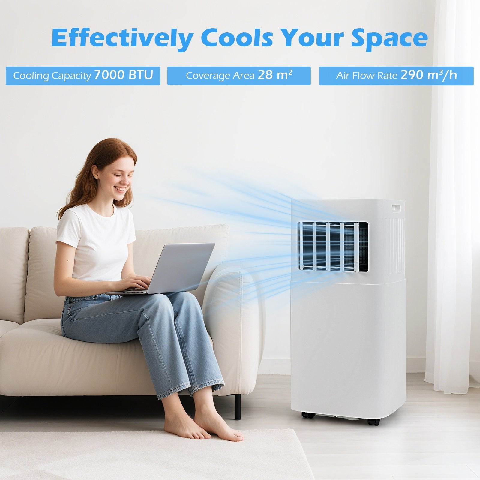 7000 BTU Portable Air Conditioner 4-In-1 Floor AC Unit- 7000 BTU Portable Air Conditioner 4-In-1 Floor AC Unit-