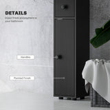 kleankin 180cm Slim Bathroom Cabinet, with Drawer, Shelves and Cupboards - Black kleankin 180cm Slim Bathroom Cabinet, with Drawer, Shelves and Cupboards - Black