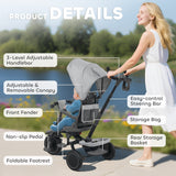 AIYAPLAY 6 in 1 Foldable Kids Trike with Adjustable Parent Handle & Canopy for Ages 1-5, in Sophisticated Grey AIYAPLAY 6 in 1 Foldable Kids Trike with Adjustable Parent Handle & Canopy for Ages 1-5, in Sophisticated Grey