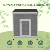 PawHut Wooden Duck House with Ramp, Double Doors, Openable Asphalt Roof, Ventilation Holes, Removable Base, Light in Sophisticated Grey PawHut Wooden Duck House with Ramp, Double Doors, Openable Asphalt Roof, Ventilation Holes, Removable Base, Light in Sophisticated Grey