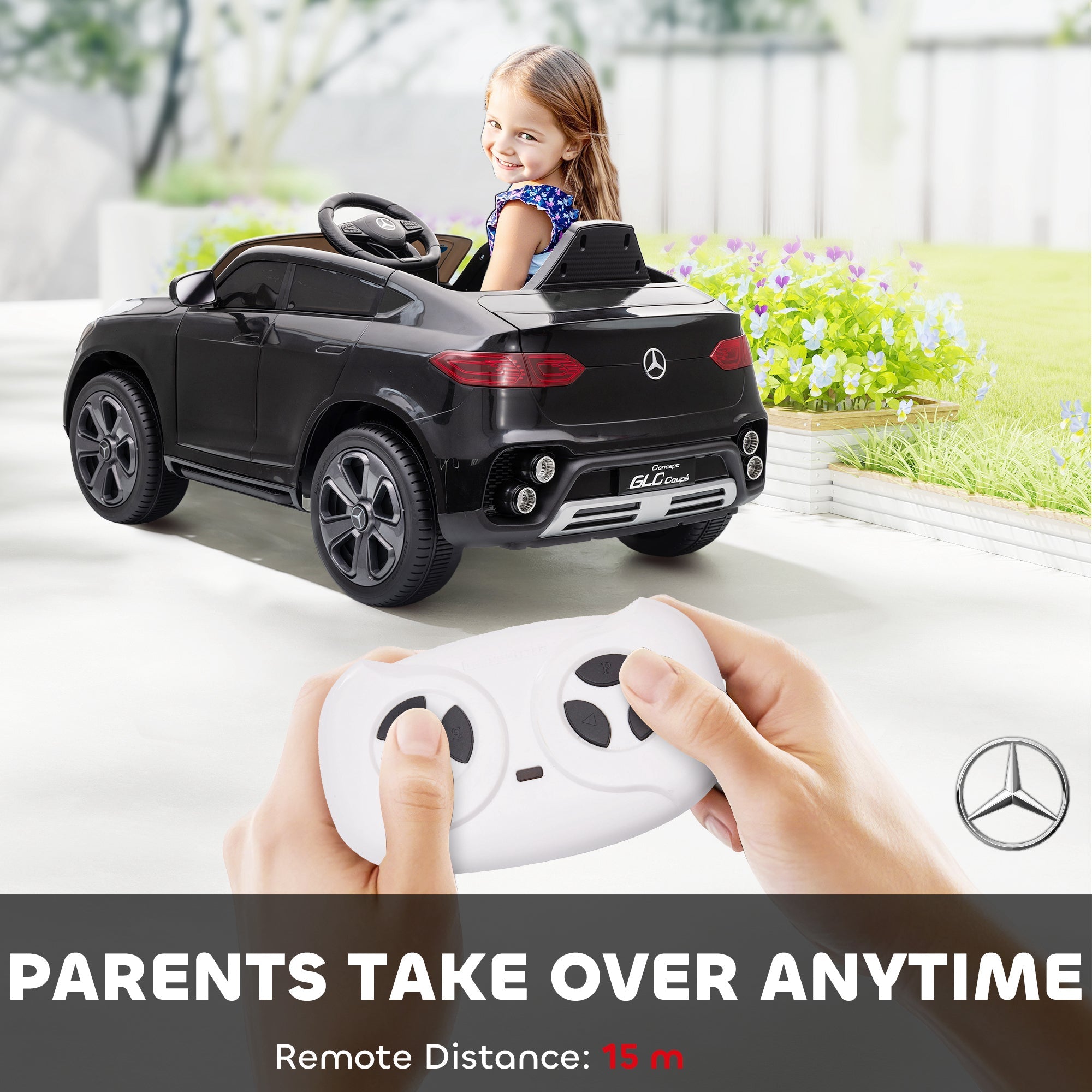 AIYAPLAY Mercedes-Benz GLC Licensed Kids Ride on Car with Remote Control, Soft Start, MP3, LED Headlights, Black AIYAPLAY Mercedes-Benz GLC Licensed Kids Ride on Car with Remote Control, Soft Start, MP3, LED Headlights, Black