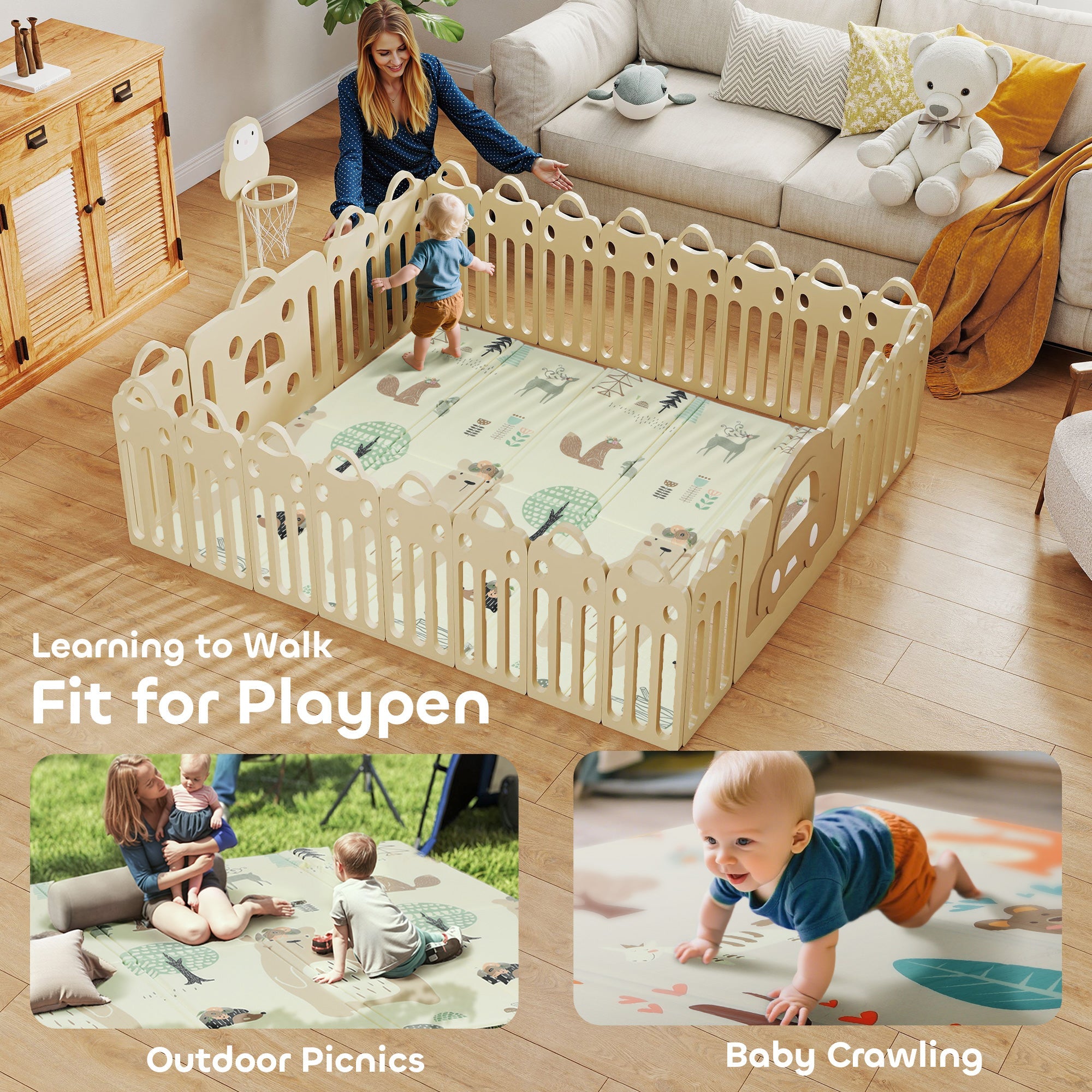 AIYAPLAY Baby Play Mat, Double Sideded Foldable Kids Crawling Mat, Reversible & Waterproof, Animal AIYAPLAY Baby Play Mat, Double Sideded Foldable Kids Crawling Mat, Reversible & Waterproof, Animal