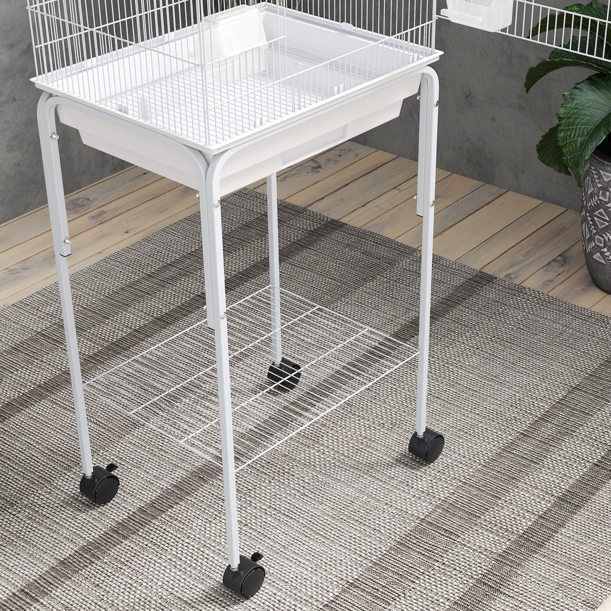 PawHut Bird Cage Budgie Cages for Finch Canary Parakeet with Stand Wheels Slide-out Tray Accessories Spacious Storage Shelf, White PawHut Bird Cage Budgie Cages for Finch Canary Parakeet with Stand Wheels Slide-out Tray Accessories Spacious Storage Shelf, White
