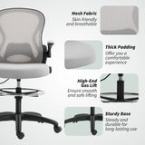 Vinsetto Adjustable Mesh Standing Desk Chair with Flip-up Armrests Lumbar Support Armrests Adjustable Footrest Ring in Sophisticated Grey Vinsetto Adjustable Mesh Standing Desk Chair with Flip-up Armrests Lumbar Support Armrests Adjustable Footrest Ring in Sophisticated Grey