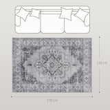 Elegant HOMCOM Vintage Area Rug, Non-Slip Washable Rug, Flannel Floor Carpet for Living Room, Bedroom, Dining Room, Home Office, 170 x 120 cm, in Sophisticated Grey Elegant HOMCOM Vintage Area Rug, Non-Slip Washable Rug, Flannel Floor Carpet for Living Room, Bedroom, Dining Room, Home Office, 170 x 120 cm, in Sophisticated Grey