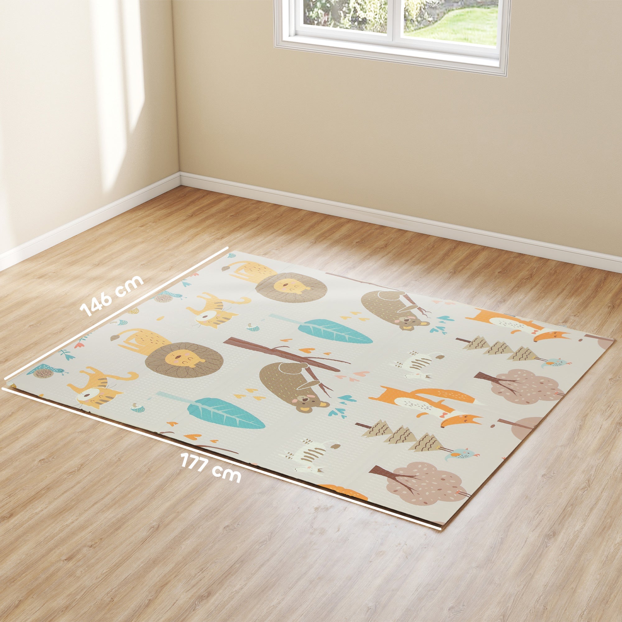 AIYAPLAY Animal-Themed Baby Plat Mat Double Sided, Foldable, Water-Resistant for Outdoor/Indoor, 177 x 146 x 1.5cm AIYAPLAY Animal-Themed Baby Plat Mat Double Sided, Foldable, Water-Resistant for Outdoor/Indoor, 177 x 146 x 1.5cm