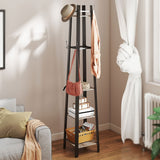 Elegant HOMCOM Industrial Coat Stand with 8 Hooks and 4 Shelves - in Sophisticated Grey Elegant HOMCOM Industrial Coat Stand with 8 Hooks and 4 Shelves - in Sophisticated Grey