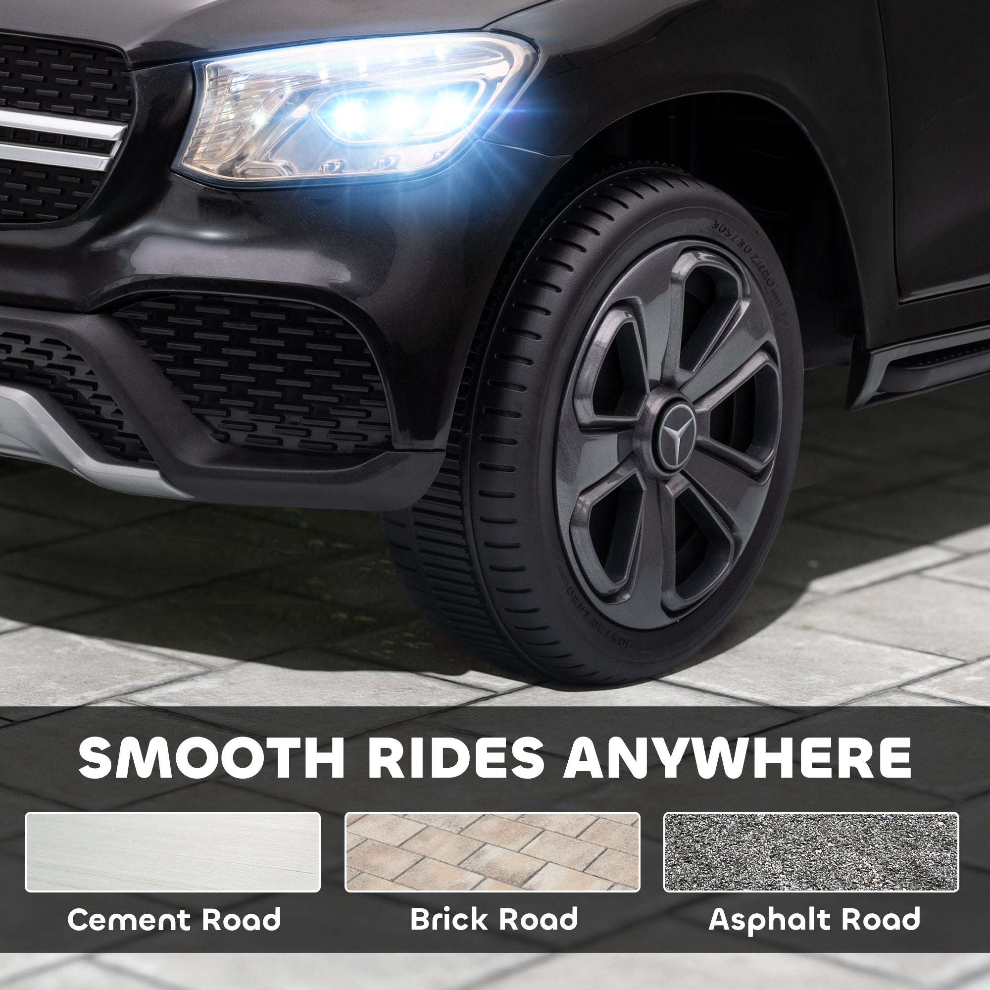 AIYAPLAY Mercedes-Benz GLC Licensed Kids Ride on Car with Remote Control, Soft Start, MP3, LED Headlights, Black AIYAPLAY Mercedes-Benz GLC Licensed Kids Ride on Car with Remote Control, Soft Start, MP3, LED Headlights, Black