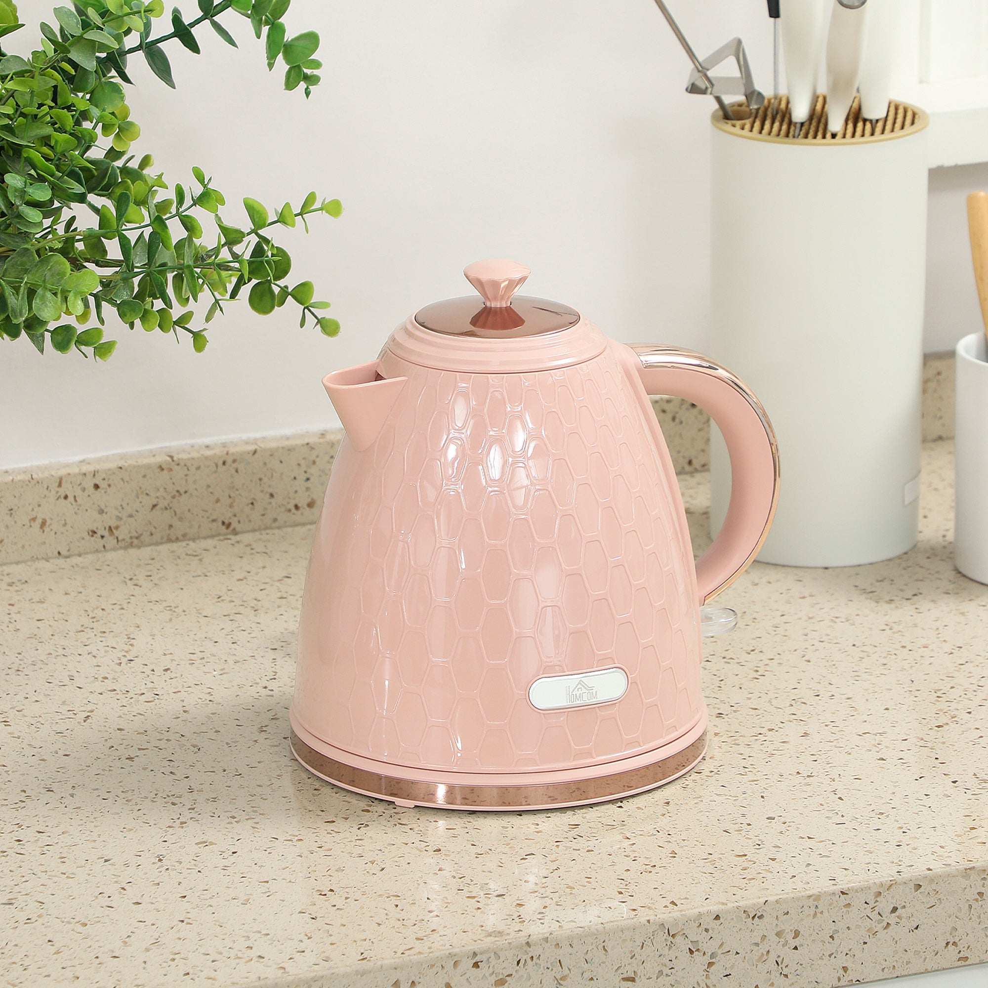 Elegant HOMCOM 3kW Rapid Boil Honeycomb Kettle - Light Pink Elegant HOMCOM 3kW Rapid Boil Honeycomb Kettle - Light Pink