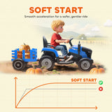 AIYAPLAY 12V Ride on Tractor and Trailer with Remote Control, Music, Shifter, Start-Up Sound, for Kids Ages 3-8 Years, Blue AIYAPLAY 12V Ride on Tractor and Trailer with Remote Control, Music, Shifter, Start-Up Sound, for Kids Ages 3-8 Years, Blue