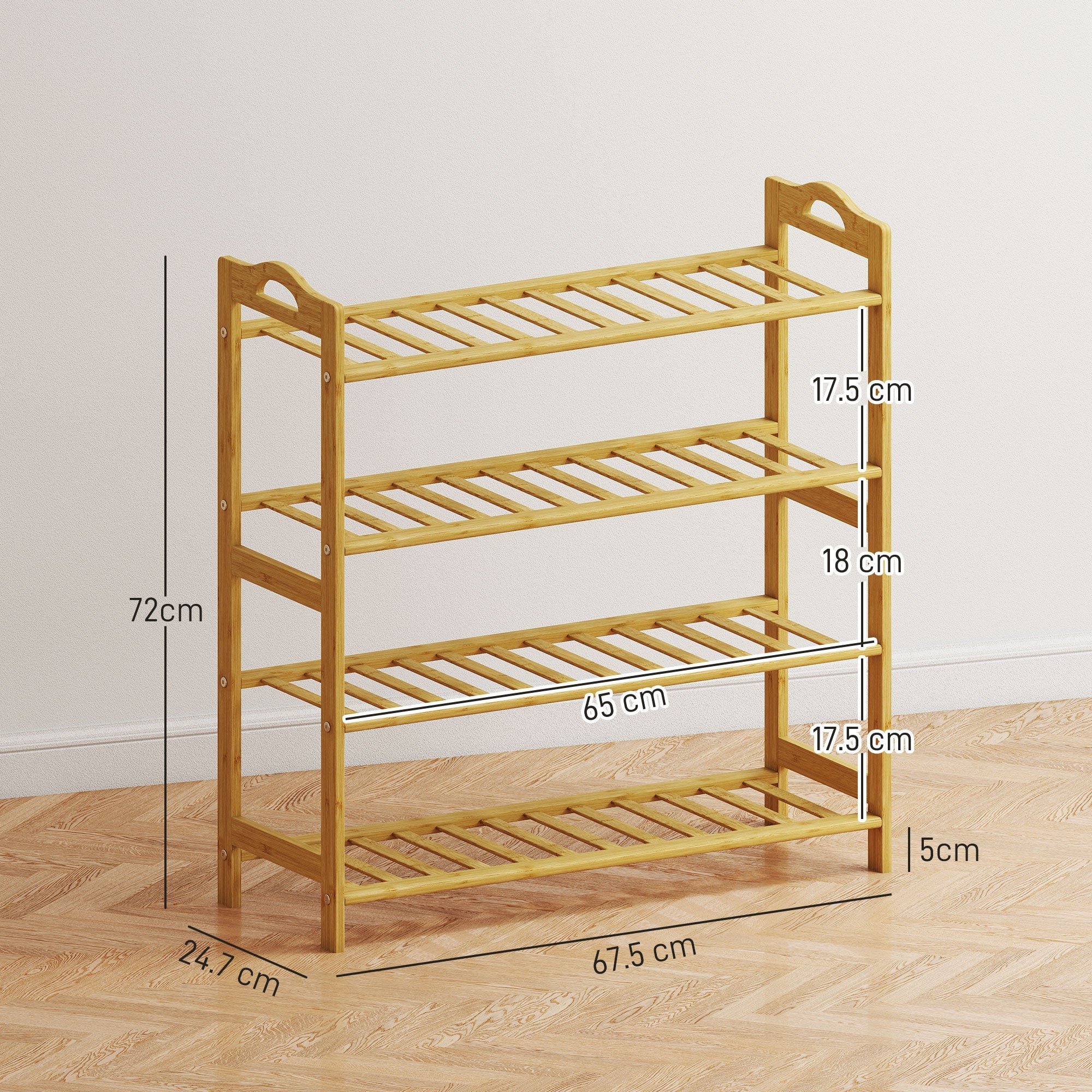 Elegant HOMCOM Freestanding Bamboo Shoe Rack, 4-Tier Shoe Shelf Stand for Hallway, Living Room, Bedroom, Natural Wood Finish Elegant HOMCOM Freestanding Bamboo Shoe Rack, 4-Tier Shoe Shelf Stand for Hallway, Living Room, Bedroom, Natural Wood Finish