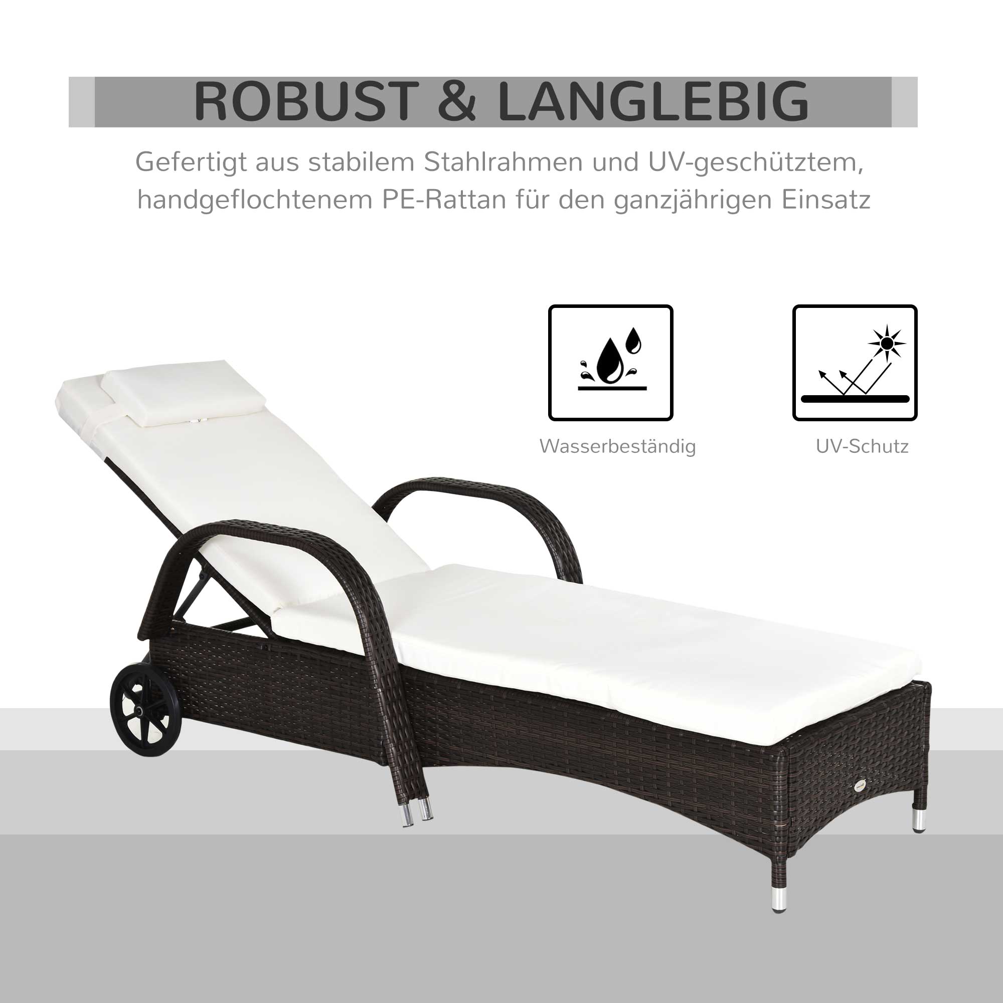 Outsunny 2PC Rattan Sun Lounger Recliner Bed Reclining Chair Patio Garden Outdoor Wicker Weave Adjustable Headrest with Fire Retardant Cushion – Brown Outsunny 2PC Rattan Sun Lounger Recliner Bed Reclining Chair Patio Garden Outdoor Wicker Weave Adjustable Headrest with Fire Retardant Cushion – Brown