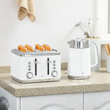 Elegant HOMCOM Electric Kettle and Toaster Set, 3000W 1.7L UK Strix Thermostat Rapid Boil Jug Kettle with Limescale Filter, Cool Touch Body, 4 Slice Toaster with 7 Browning Controls, Crumb Tray, White Elegant HOMCOM Electric Kettle and Toaster Set, 3000W 1.7L UK Strix Thermostat Rapid Boil Jug Kettle with Limescale Filter, Cool Touch Body, 4 Slice Toaster with 7 Browning Controls, Crumb Tray, White