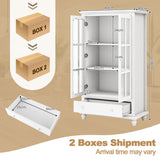 Bookcase Cabinet with Tempered Glass Doors and Adjustable Shelf-White Bookcase Cabinet with Tempered Glass Doors and Adjustable Shelf-White