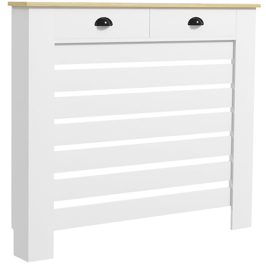 Elegant HOMCOM 95.5H x 111Wcm Radiator Cover, with Drawer - White