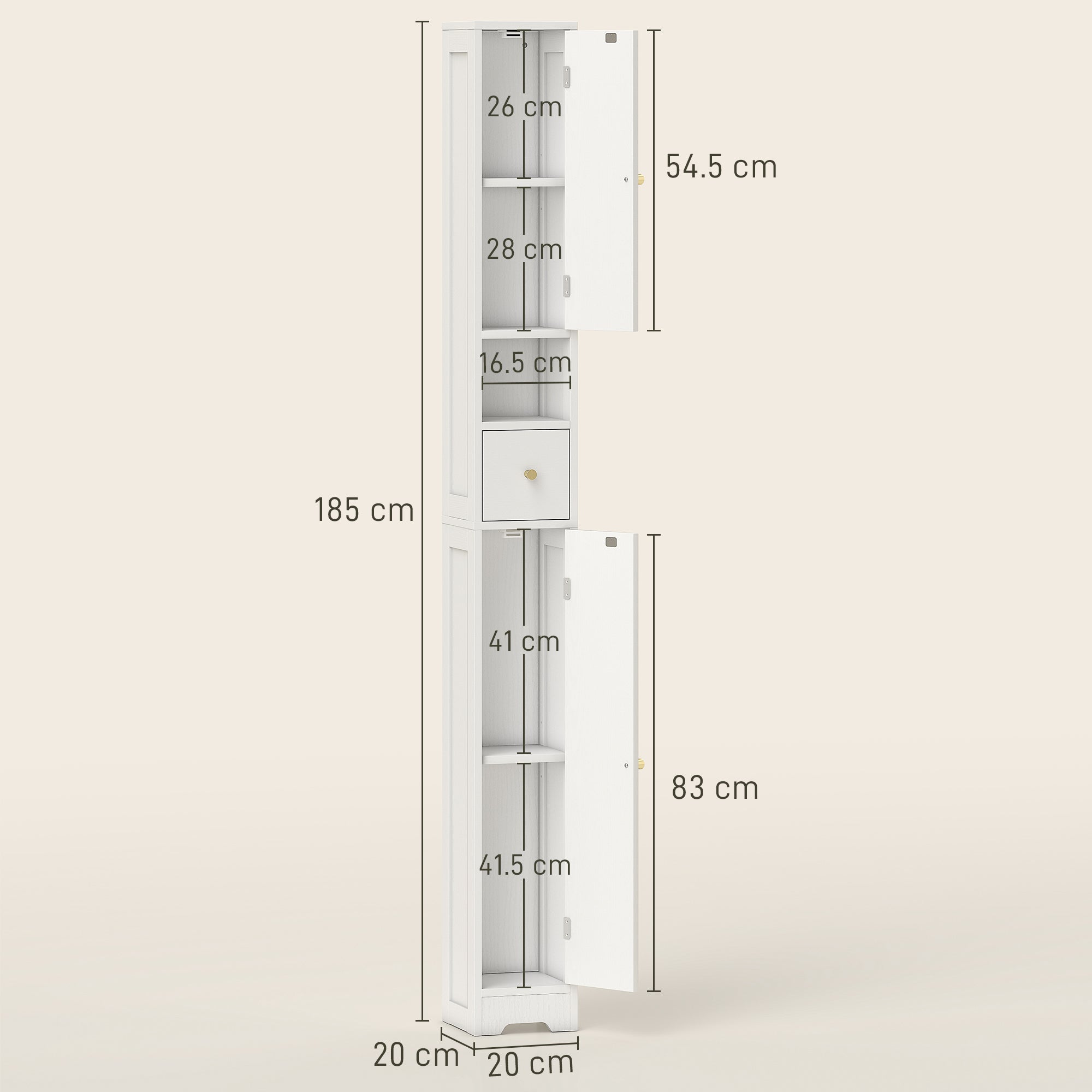 Elegant HOMCOM 185 cm Tall Bathroom Cabinet with Arched Doors - White Elegant HOMCOM 185 cm Tall Bathroom Cabinet with Arched Doors - White