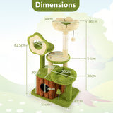 Cute Cat Tree for Adult Cats with Trunk Condo and Flower Perch- Cute Cat Tree for Adult Cats with Trunk Condo and Flower Perch-